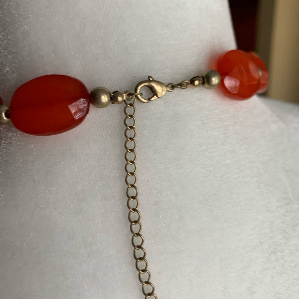 GOLD PLATED FLOWER WITH ORANGE MOON STONES - Picture 6 of 7